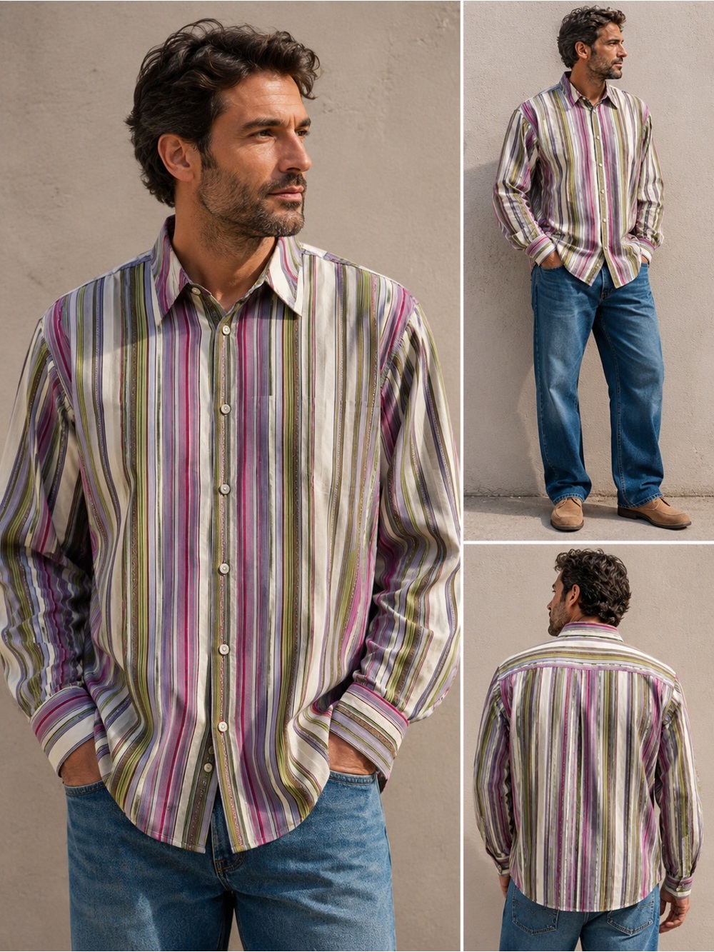 Robert Graham Multicolor Vertical Stripe Casual Button-Down Shirt